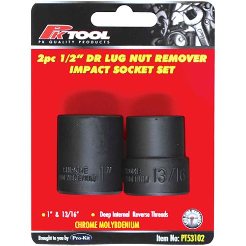 2 Piece 1/2" Drive Lug Nut Remover Impact Socket Set