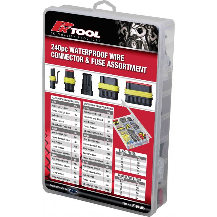 240 Piece Waterproof Wire Connector & Fuse Assortment