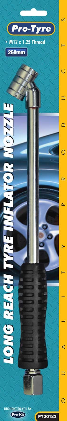 Long Reach Tyre Inflator Nozzle with Angled Double Ended Chuck