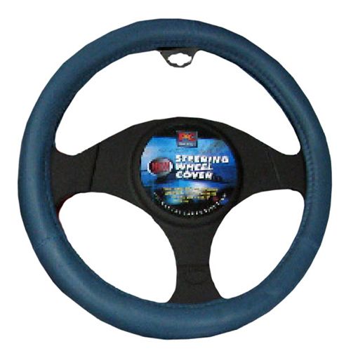 38cm Steering Wheel Cover - Smooth Leather Look [Blue]