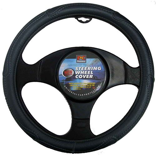 40cm Steering Wheel Cover - Rough Leather Look [Black]