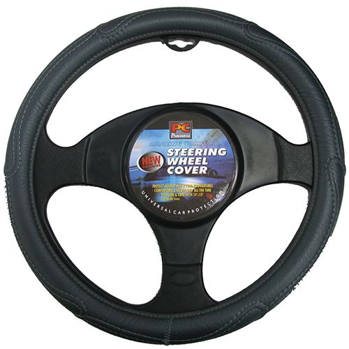 40cm Steering Wheel Cover - Rough Leather Look [Dark Grey]