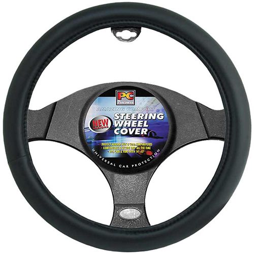 40cm Steering Wheel Cover - Leather Look [Black]