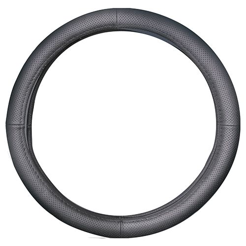 38cm Steering Wheel Cover - Genuine Leather Perforated [Dark Grey]