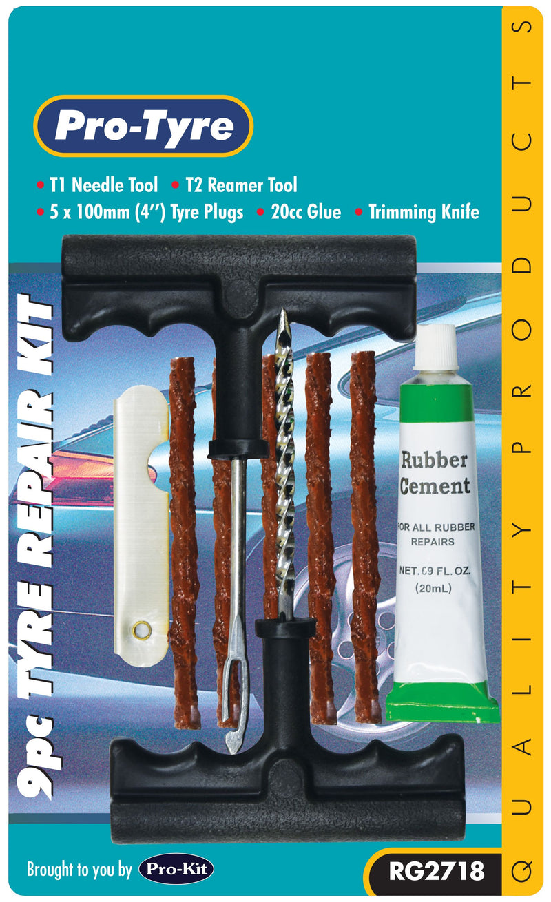 9 Piece Tubeless Tyre Repair Kit