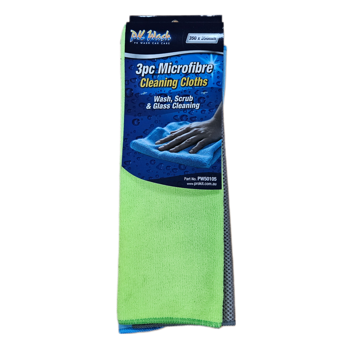 3 Piece Microfibre Glass, Wash & Scrub Towels - PW50105