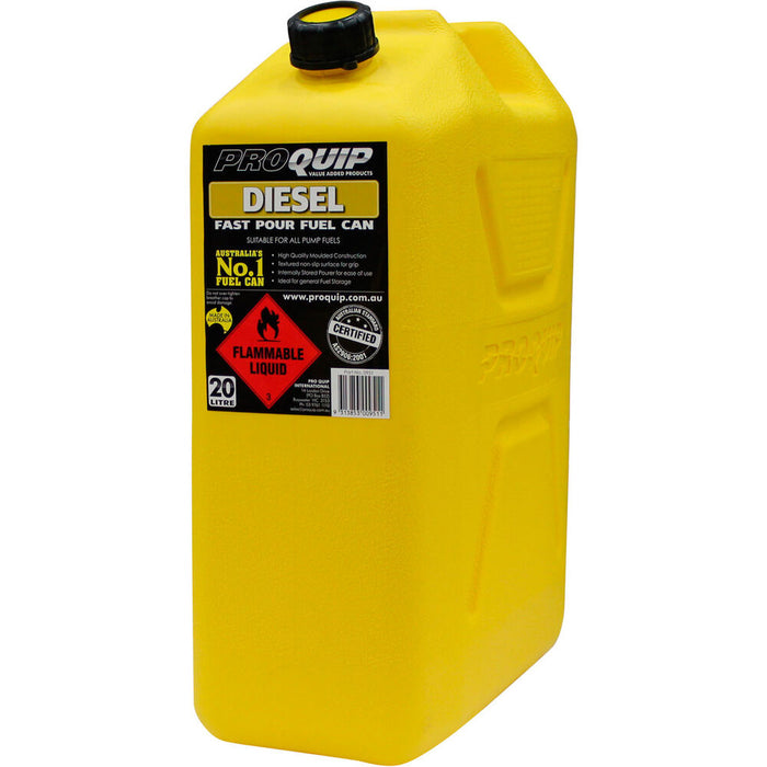 20 Litre Yellow Plastic Diesel Fuel / Jerry Can with Pourer - 0951