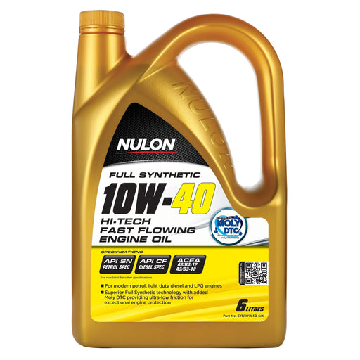 Nulon Full Synthetic 10W40 Hi-Tech Fast Flowing Engine Oil - 6Ltr - A1 Autoparts Niddrie
