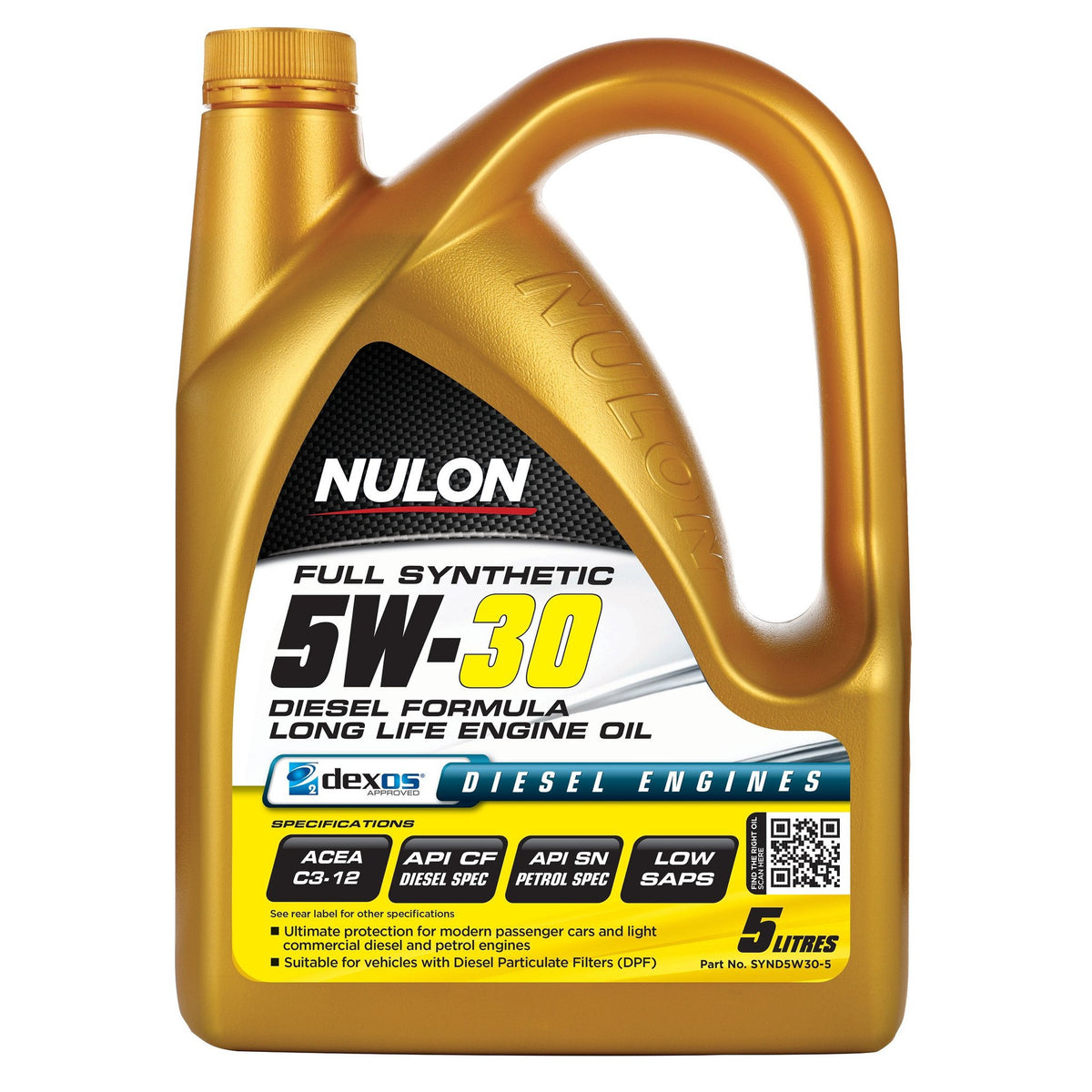Nulon Full Synthetic 5W30 Diesel Formula Long Life Engine Oil 5 Litr nulon-full-synthetic-5w30-diesel-formula-long-life-engine-oil-5-litr