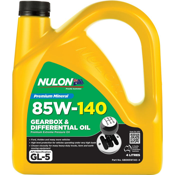 Nulon 85W140 Gearbox & Differential Oil - 4Ltr - A1 Autoparts Niddrie
