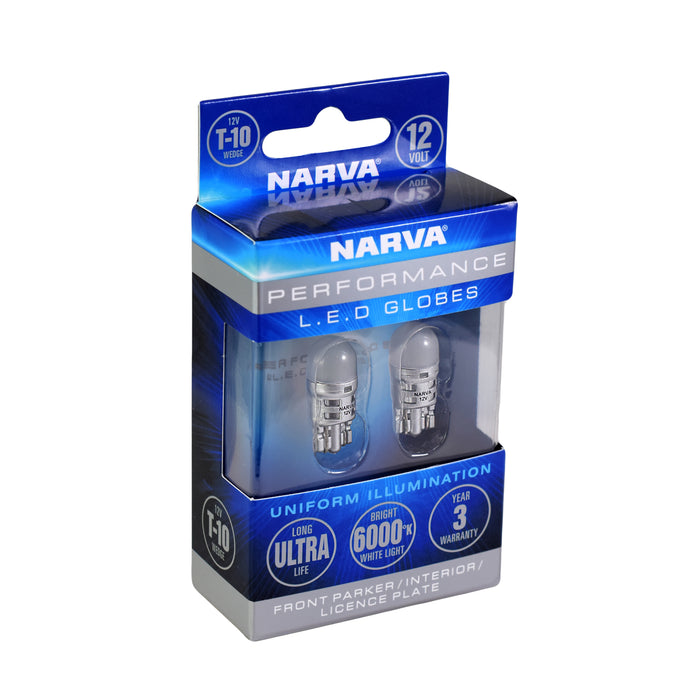 Narva 12V T10 Wedge LED Globes (6000K Cool White) - 18200BL