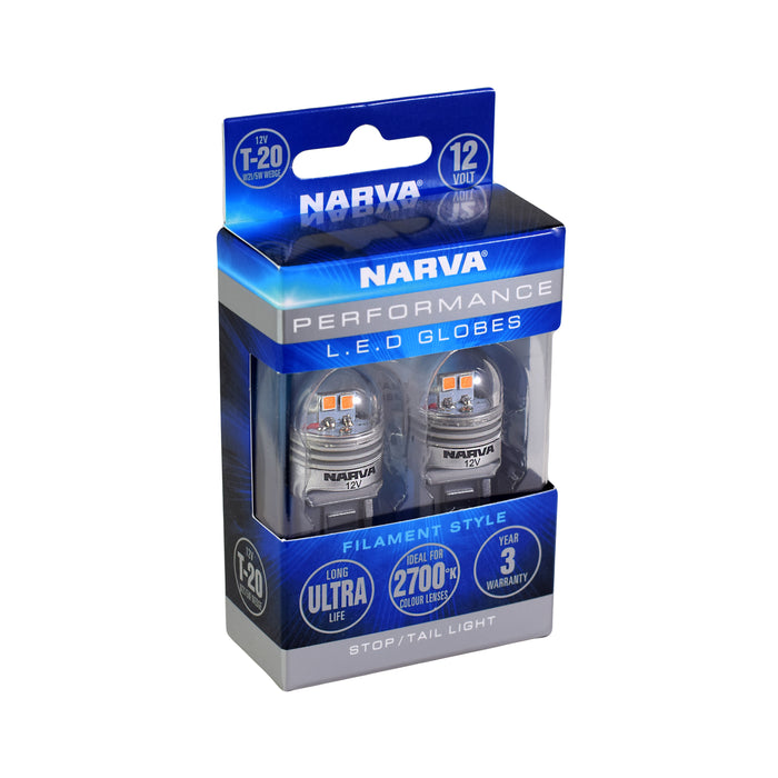 Narva 12V T20 W21/5W Wedge LED Globes (2700K) - 18228BL