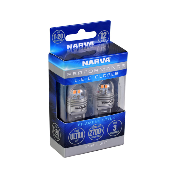 Narva 12V T20 W21W Wedge LED Globes (2700K) - 18230BL