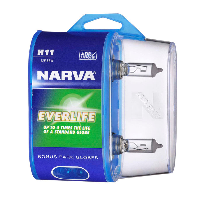 Narva 12V H11 12V 55W Everlife Halogen Globes (Twin Pack) - 48079BL2