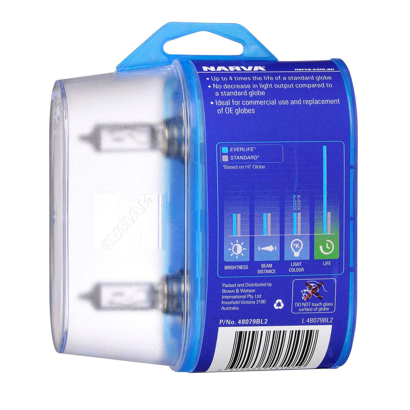 Narva 12V H11 12V 55W Everlife Halogen Globes (Twin Pack) - 48079BL2