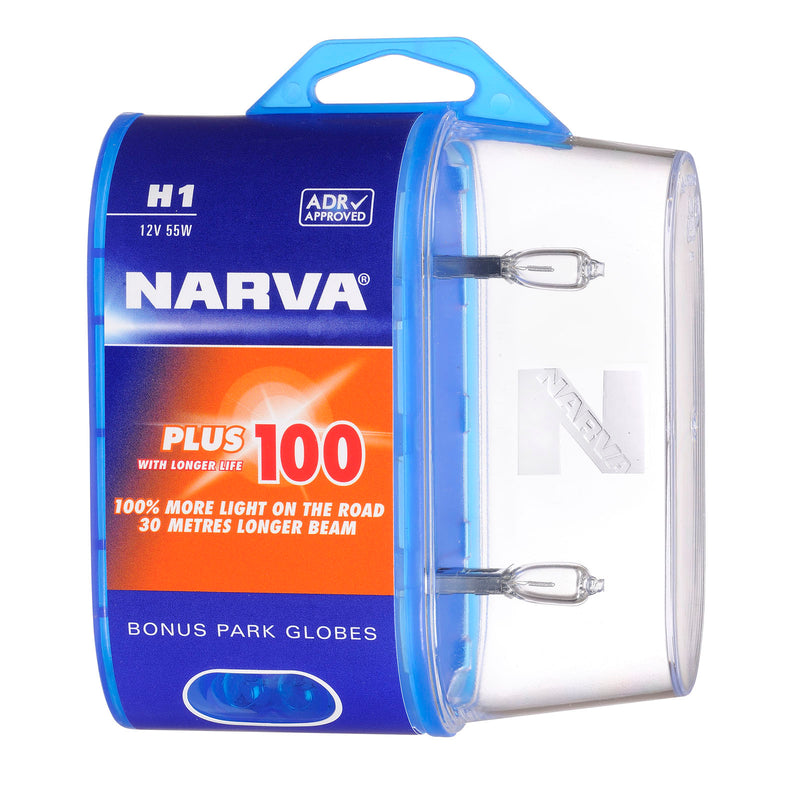 Narva Plus 100 Longer Life Globes (Twin Pack) - H1
