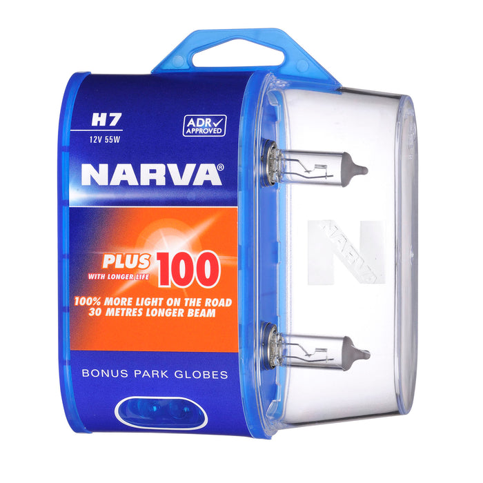 Narva Plus 100 Longer Life Globes (Twin Pack) - H7