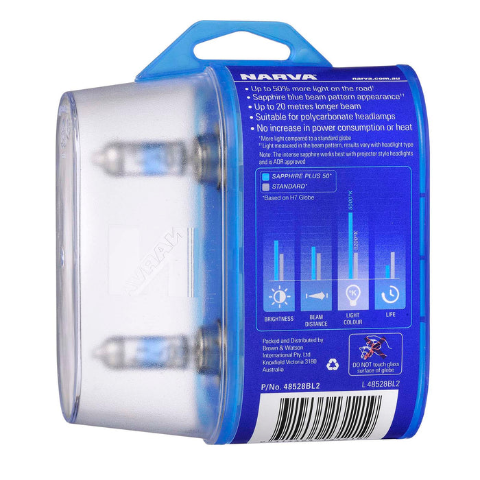Narva H11 12V 55W Sapphire Plus 50 Globes (Pack of 2) - 48528BL2