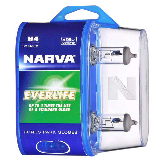 Narva 12V H4 12V 60/55W Everlife Halogen Globes (Twin Pack) - 48889BL2