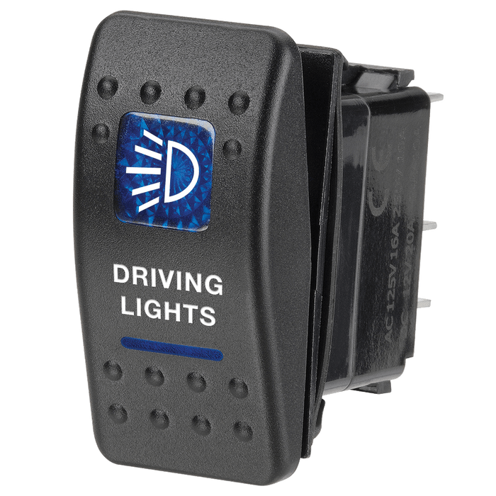 Narva 12 Volt Illuminated Off / On Sealed Rocker Switch with Driving Lights Symbol (Blue)
 - 63132BL