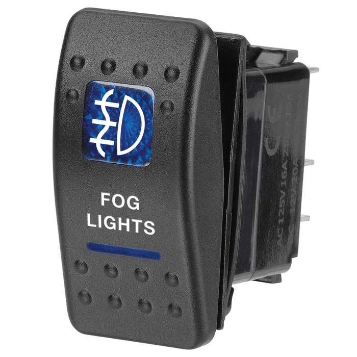 Narva 12 Volt Illuminated Off / On Sealed Rocker Switch with Fog Lights Symbol (Blue)
 - 63134BL