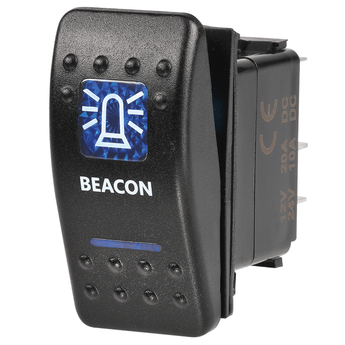 Narva 12 Volt Illuminated Off / On Sealed Rocker Switch with Beacon Symbol (Blue)
 - 63147BL