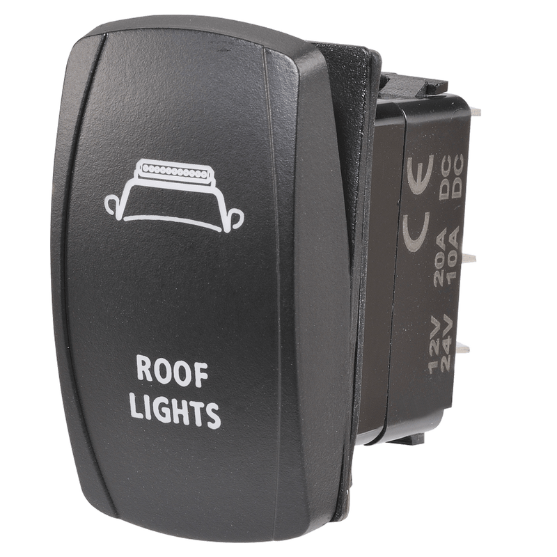 Narva 12 / 24V Off / On LED Illuminated Sealed Rocker Switch with Roof Lights Symbol (Blue)
 - 63226BL