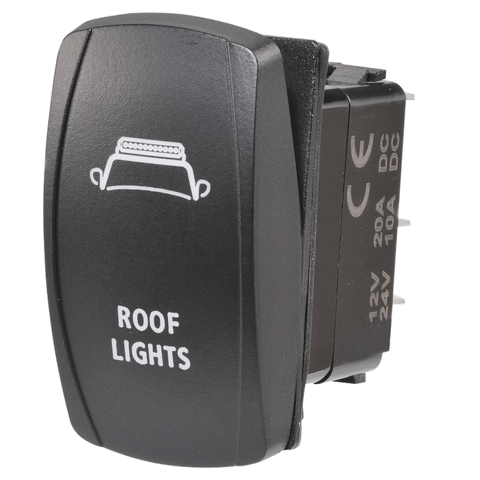 Narva 12 / 24V Off / On LED Illuminated Sealed Rocker Switch with Roof Lights Symbol (Blue)
 - 63226BL