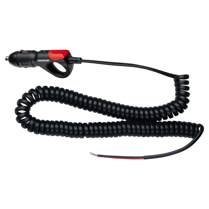 Narva Cigarette Lighter Plug with LED Indicator and Spiral Lead - 81018BL