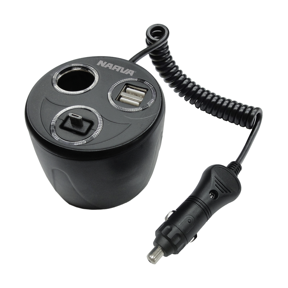 Narva Power-Cup Adaptor with Accessory and Twin USB Sockets