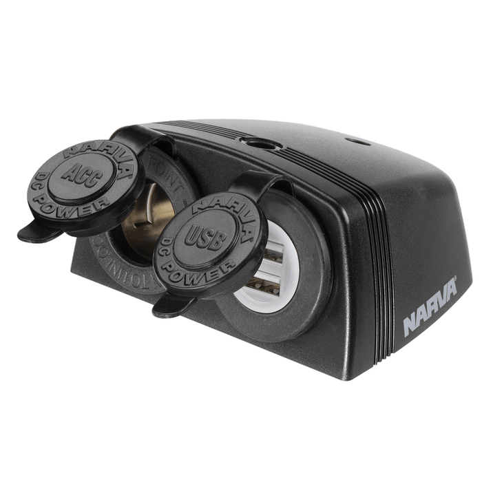 Narva Heavy-Duty Surface Mount Accessory / Dual USB Sockets
 - 81168BL
