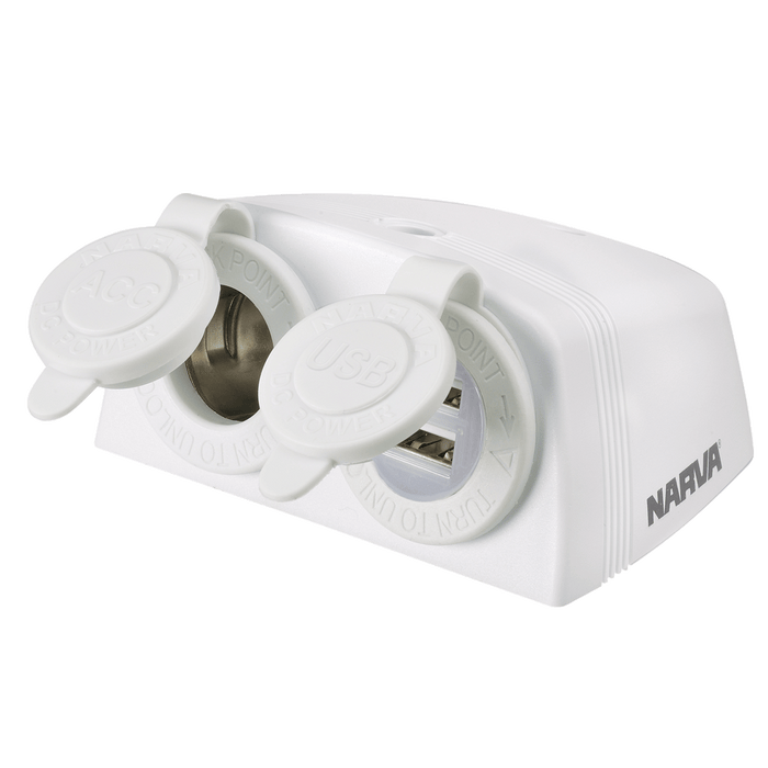 Narva Heavy-Duty Surface Mount Accessory/Dual USB Sockets
 - 81168WBL