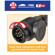 Narva 13 Pin Euro Round Socket on Car to 7 Pin Flat Plug on Trailer - 82285BL - A1 Autoparts Niddrie
 - 2
