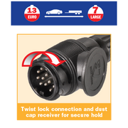Narva 13 Pin Euro Round Socket on Car to 7 Pin Large Round Plug on Trailer - 82290BL - A1 Autoparts Niddrie
 - 2