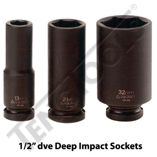 Teng Tools 1/2" Drive Metric 6 Point Deep Impact Socket-Teng Tools-A1 Autoparts Niddrie
