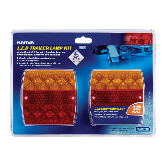 Narva 12 Volt L.E.D Slimline Rear Combination / Trailer Lamp (Square) - 93430BL2