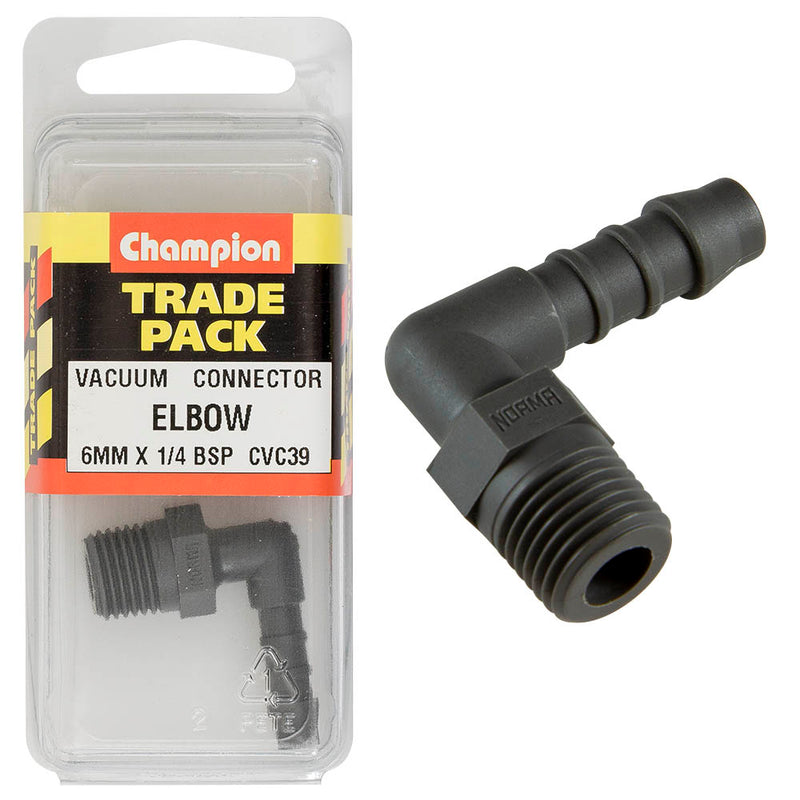 Champion Plastic Male Elbow [1/4" BSP x 6mm] - CVC39