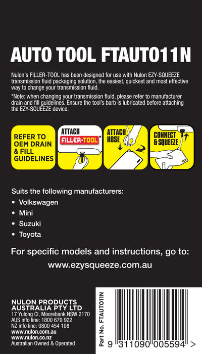 Nulon Ezy Squeeze Filler Tool For Auto M10 Thread