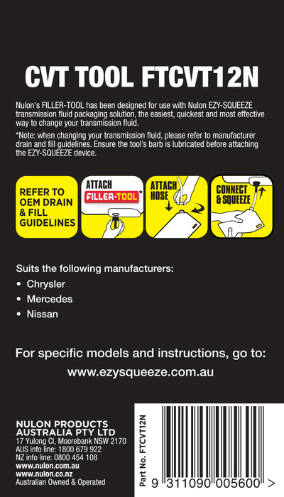 Nulon Ezy Squeeze Filler Tool For CVT M12 Thread