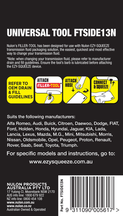 Nulon Ezy Squeeze Filler Tool For Side Fill Transmission