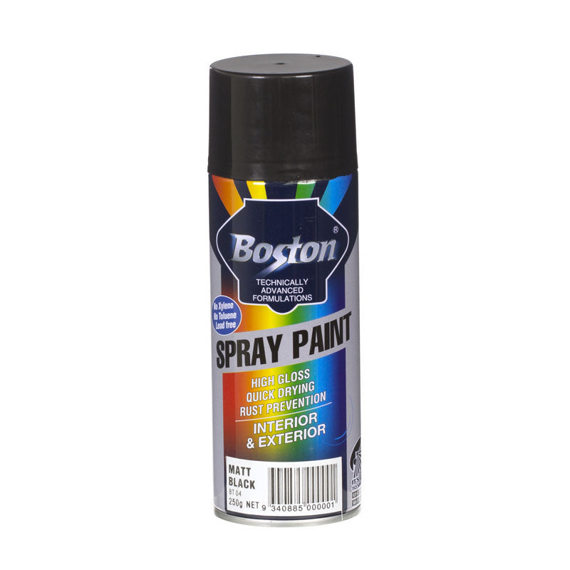 Boston Spray Paint 250g Aerosol - Matt Black - A1 Autoparts Niddrie
