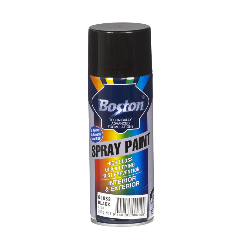 Boston Spray Paint 250g Aerosol - Gloss Black - A1 Autoparts Niddrie
