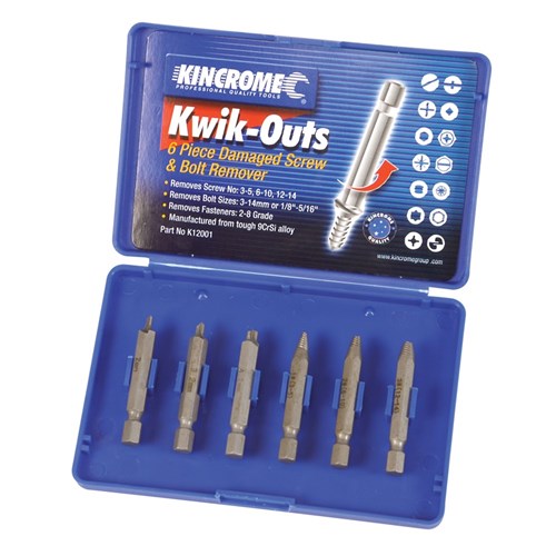 Kwik-Outs Damaged Screw & Bolt Remover 6 Piece - A1 Autoparts Niddrie