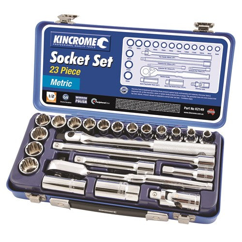 Socket Set 23 Piece 1/2" Drive (Mirror Polish) - Metric - A1 Autoparts Niddrie