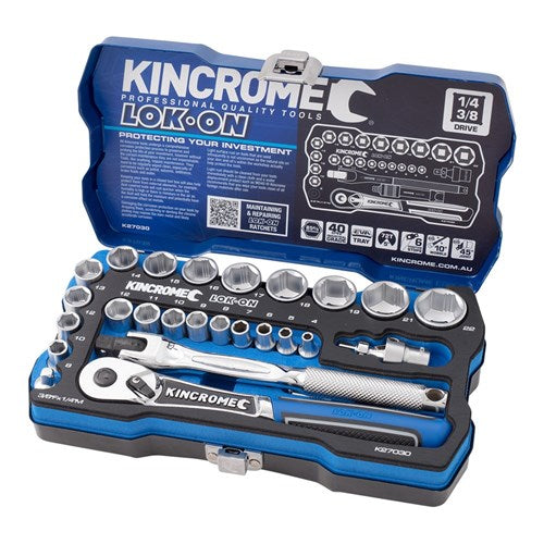 LOK-ON™ Socket Set 26 Piece 1/4” & 3/8” Drive - Metric - A1 Autoparts Niddrie