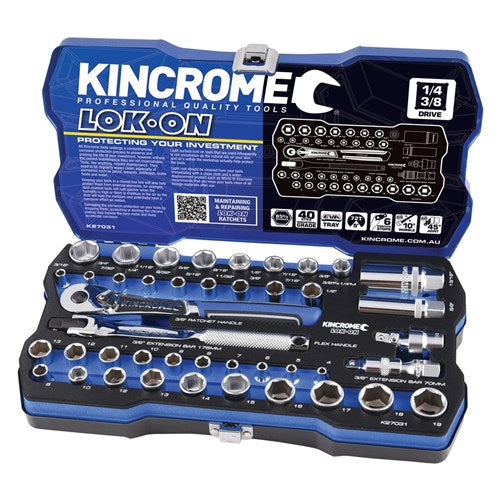 LOK-ON™ Socket Set 44 Piece 1/4" & 3/8" Drive - Metric & Imperial - A1 Autoparts Niddrie