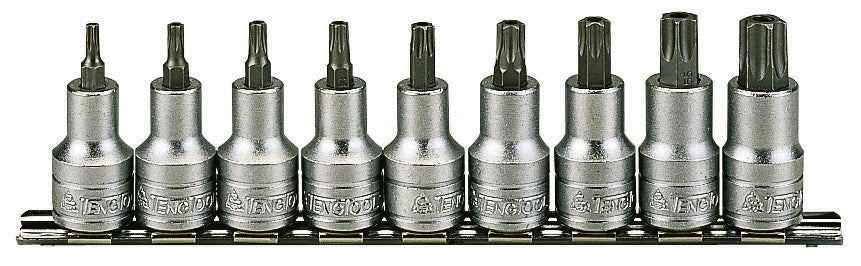 Teng Tools 9 Piece 1/2" Drive TX Bit Socket Set - M1213TX