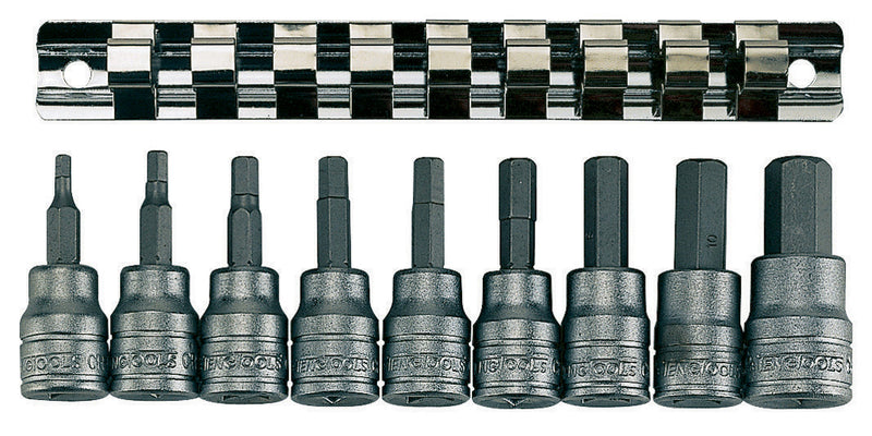 Teng Tools 9 Piece 3/8" Drive Metric Hex Bit Socket Set - M3812