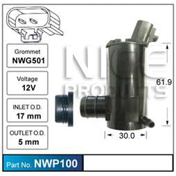 Nice Products Windscreen Washer Pump - NWP100 - A1 Autoparts Niddrie
 - 1
