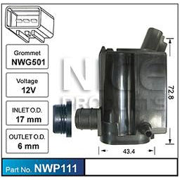Nice Products Windscreen Washer Pump - NWP111 - A1 Autoparts Niddrie
 - 1
